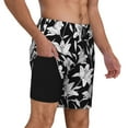 thumbnail image 2 of Kdxio Lilies Flowers Print Men's Swim Trunks with Compression Liner 7 Inch Inseam Quick Dry Swim Shorts, 2 of 7