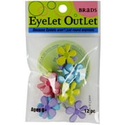 Eyelet Outlet Shape Brads 12/Pkg-Stitched Flowers - Bright