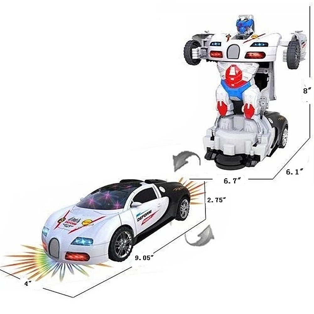 TRANSFORMERS ROBOT POLICE CAR TOY WITH LIGHTS AND SOUNDS FOR KIDS BUMP AND GO 
