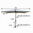 thumbnail image 3 of 6x9FT Outdoor Rectangular Umbrella with with Crank and Push Button Tilt, Large Sun Patio Waterproof Umbrella for Deck Pool Backyard Garden, No Base Included, Frozen Dew, 3 of 7