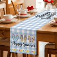 thumbnail image 5 of Summer Beach Table Runner 70 Inches, Happy Summer Slippers Coastal Blue Plaid Bed Runner Dresser Scarves Tabletop for Indoor Outdoor Parties/Ceremony/Banquet, 13" x 70", 5 of 9