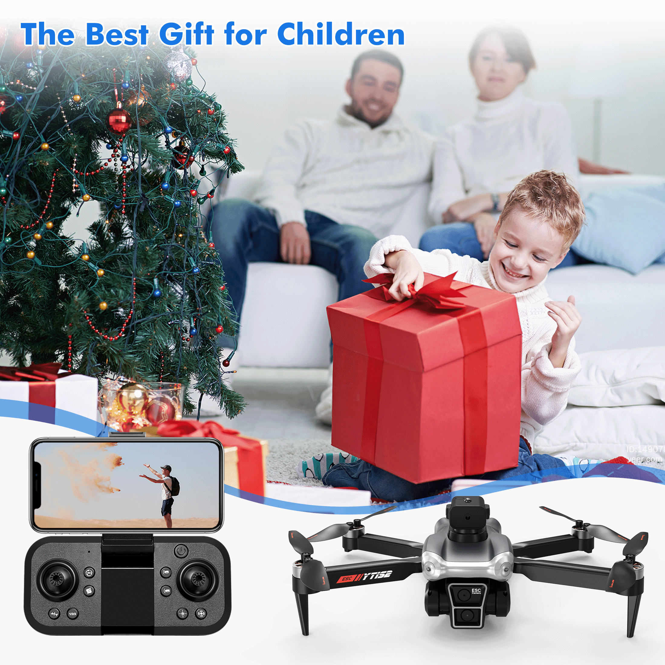 UUGEE Foldable FPV Drone with 1080P Camera for Kids Adults, RC Quadcopter for Beginners with 3 Batteries & LED Lights, Christmas Birthday Gift