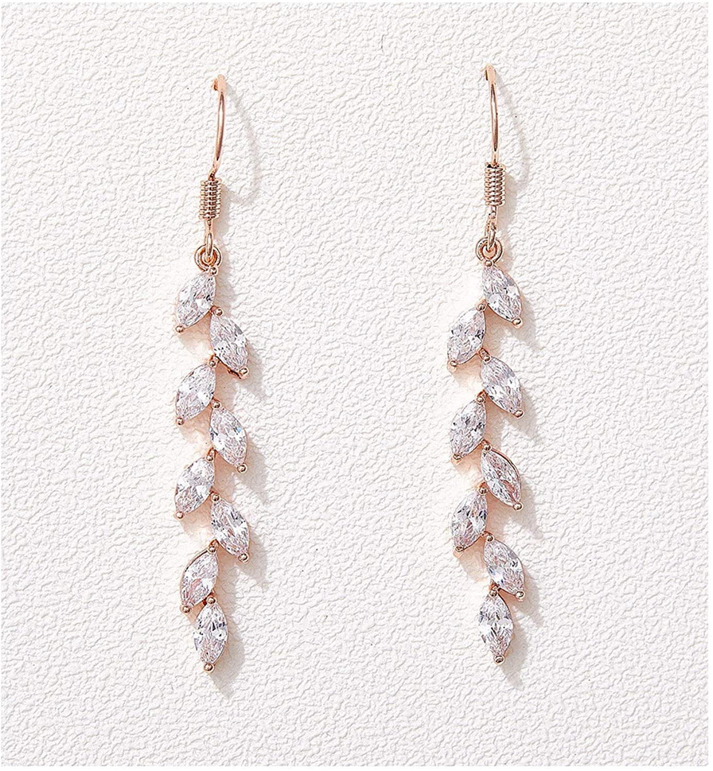 Halo' Rose Gold Cubic Zirconia Mosaic Teardrop Bridal Earrings - Jewellery  / Earrings