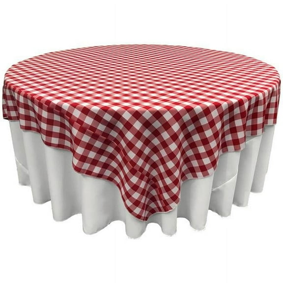 TCcheck72x72-RedK98 Polyester Gingham Checkered Square Tablecloth, White & Red - 72 x 72 in.