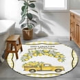 thumbnail image 3 of Summer Lemon Round Area Rug 3.3Ft Washable Circle Rugs for Dining Room Table, Yellow Truck Fruits Plants Country Plaid Non-Slip Carpet Floor Mats Indoor Outdoor Carpet Runner Aesthetic Home Decor, 3 of 8