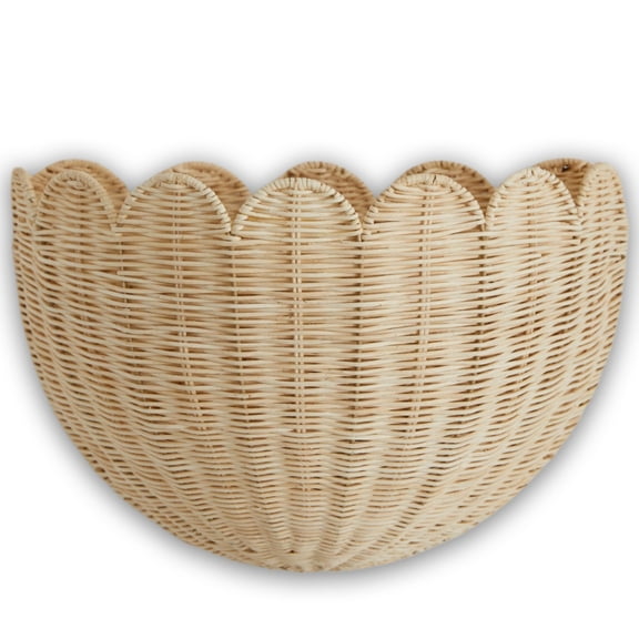 Cesta de pared BEBE BASK de mimbre festoneado tejida a mano, 40 x 25 x 18 cm