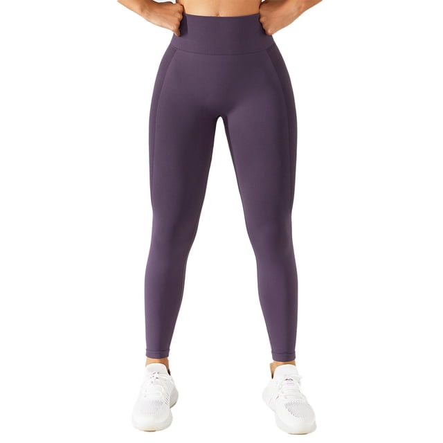 Leggings de yoga para mujer, medias deportivas informales de cintura alta elástica de secado rápido para correr y entrenar, color morado S