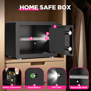 BESAFETY 1.5 Cuft Home Security Safe Box with Digital Keypad, Adjustable Shelf, Fireproof & Waterproof Bag