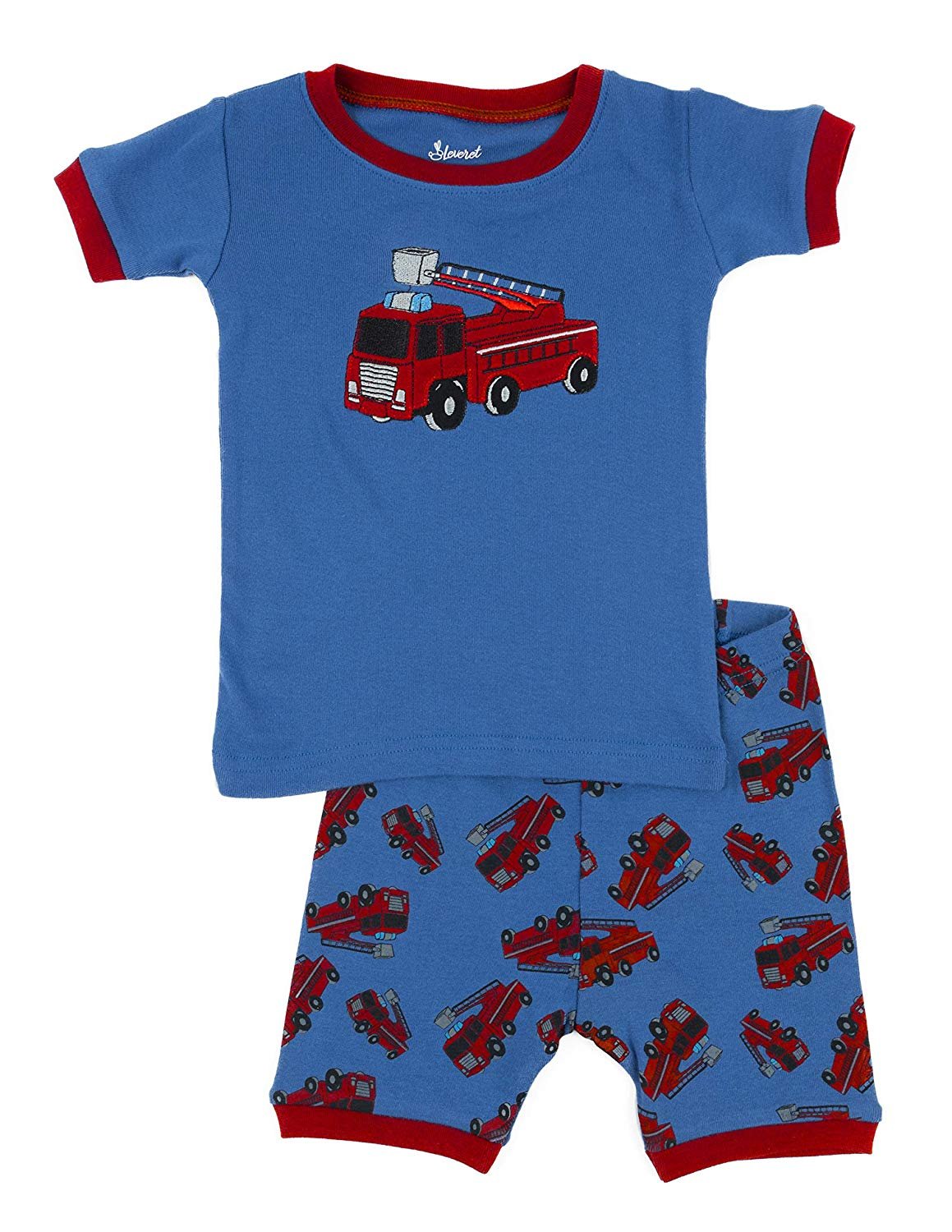 Size 2 Toddler -10Y Leveret Boys Shorts Tractor 2 Piece Pajama 100/% Cotton