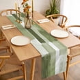 thumbnail image 3 of Sage Green Geometric Table Runner - 120 Inch Long, Kitchen Dining Table Runner Dresser Scarves, Watercolor Ombre Modern Abstract Art Farmhouse Decor for Coffee Tables Wedding Party Banquet, 3 of 8