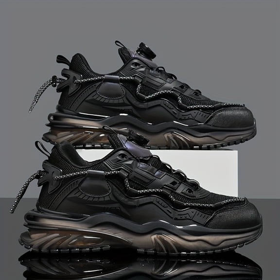 Men's Breathable Mesh Sneakers - Lightweight Low-Top Sneakers with Double Buckle Closure, PU Cushioned Sole for Running, Gym & Casual Streetwear - All-Season Comfort, Sports Shoes | Streetsavvy Look