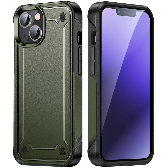 Funda para iPhone 14, doble capa de protección, a prueba de golpes, protección para pantalla y cámara.
