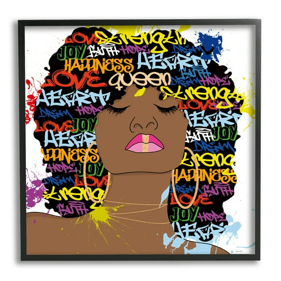 Stupell Industries Modern Motivational Girl Typography Painting Black Framed Art Print Wall Art, 12 x 12