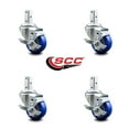 thumbnail image 2 of 3 Inch Blue Poly Wheel Swivel 7/8 Inch Square Stem Caster Set with Brake SCC, 2 of 2