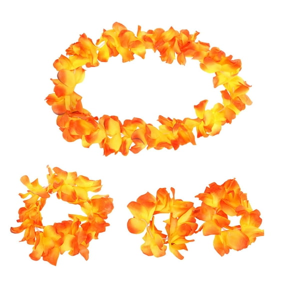 LABSERRON Hawaiian Party Accessory 4Pcs Set Floral Garland Silk Flower Circular Ruffled Headwear