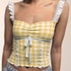 thumbnail image 5 of Conjunto de lencería Top corto a cuadros sexy, camisetas ajustadas, jersey para mujer, ropa de fiesta para discoteca Kuymtek Amarillo T M para Mujer, 5 of 6