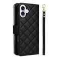 thumbnail image 2 of Allytechgroup Case for iPhone 16 Plus with Credit Card Slot, Built-in Shoulder Strap Lanyard PU Leather Wallet Flip Stand Case Full Body Shockproof Protective for iPhone 16 Plus, Black, 2 of 8