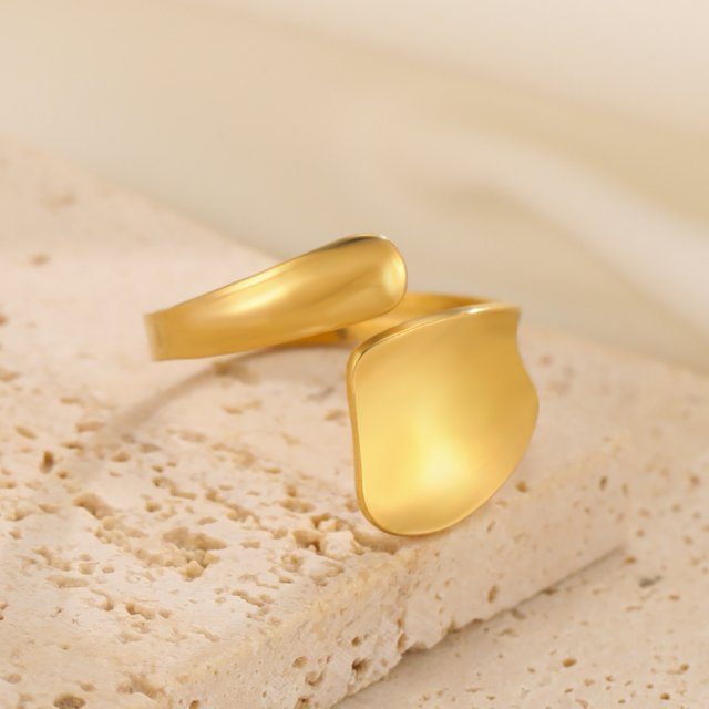 Unift Anillos abiertos de acero inoxidable para mujer, anillo ajustable geométrico, Color dorado, declaración de lujo, regalo de joyería para pareja, venta al por mayor