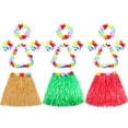 thumbnail image 2 of Juego de 3 Faldas de Hierba para Niños Niñas Elásticas Hawaianas Hula Bailarín Falda de Gr Gejoy Gejoy, 2 of 2