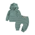 thumbnail image 1 of Conjunto De 2 Piezas De Sudadera Para Niños Y Niñas, Conjunto De Chándal Con Capucha Atlético, Ropa Deportiva, Conjunto De Chándal Deportivo Sólido Odeerbi LM103-4334, 1 of 8