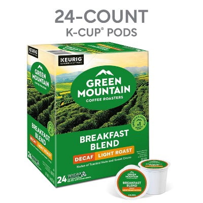 24ct Green Mountain Coffee Breakfast Blend Decaf Keurig K-Cup Coffee Pods Decaffeinated Light Roast