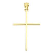 Golden Fire Solid 14k Gold Cross - Minimal Religious Jewelry Gifts for Women