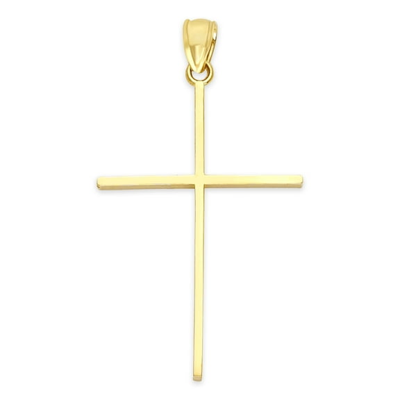 Golden Fire Solid 14k Gold Cross - Minimal Religious Jewelry Gifts for Women