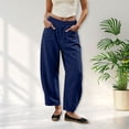 thumbnail image 3 of Womens Linen Barrel Pants 2026 Summer Baggy Drawstring Wide Leg Palazzo Beach Vacation Cropped Trousers with Pockets, M, 3 of 6