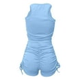 thumbnail image 5 of MSJUHEG Overall Shorts for Women,Short Jumpsuits for Women,Overalls for Women Shorts,Shorts Romper,Two Outfits For Ribbed Tank Crop Top Drawstring Ruched Shorts Set,Lounge Jumpsuit Light Blue S, 5 of 6