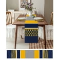 thumbnail image 3 of Table Runner Dresser Scarves 70 Inch Long, Minimalist Gray Yellow Blue Color Block Linen Dining Table Runners Geometric Wavy Stripe Tabletop Scarf for Wedding Holiday Party Kitchen, 3 of 7