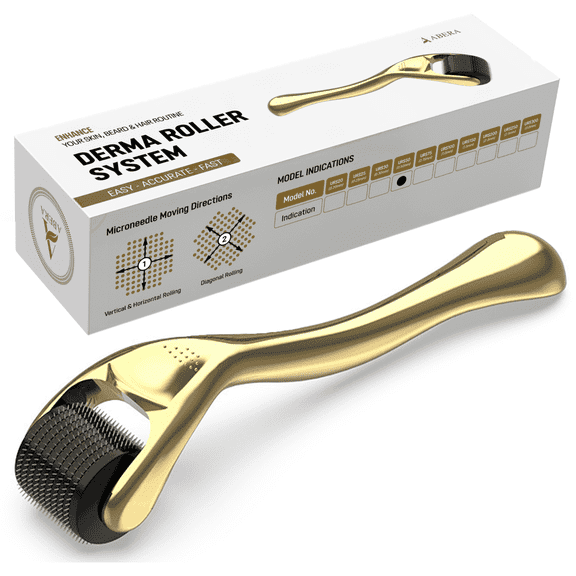 ABERA Premium 1-Piece Derma Roller for Hair Growth and Beard Care, Microneedling Roller for Facial Skincare, 0.5mm