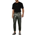 thumbnail image 2 of Lars Amadeus Shiny Pants for Men's Drawstring Waist Sparkly Costume Metallic Joggers, 2 of 5
