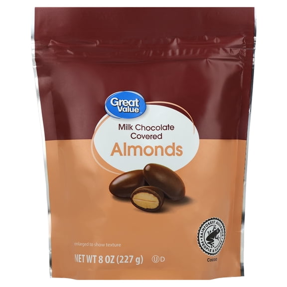 Great Value Milk Chocolate Covered Almonds, 8oz Pouch