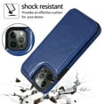 thumbnail image 3 of For iPhone 12 & iPhone 12 Pro (Open Camera Hole) Luxury Side Magnetic Button Card ID Holder PU Leather Case Cover - Dark Blue, 3 of 6