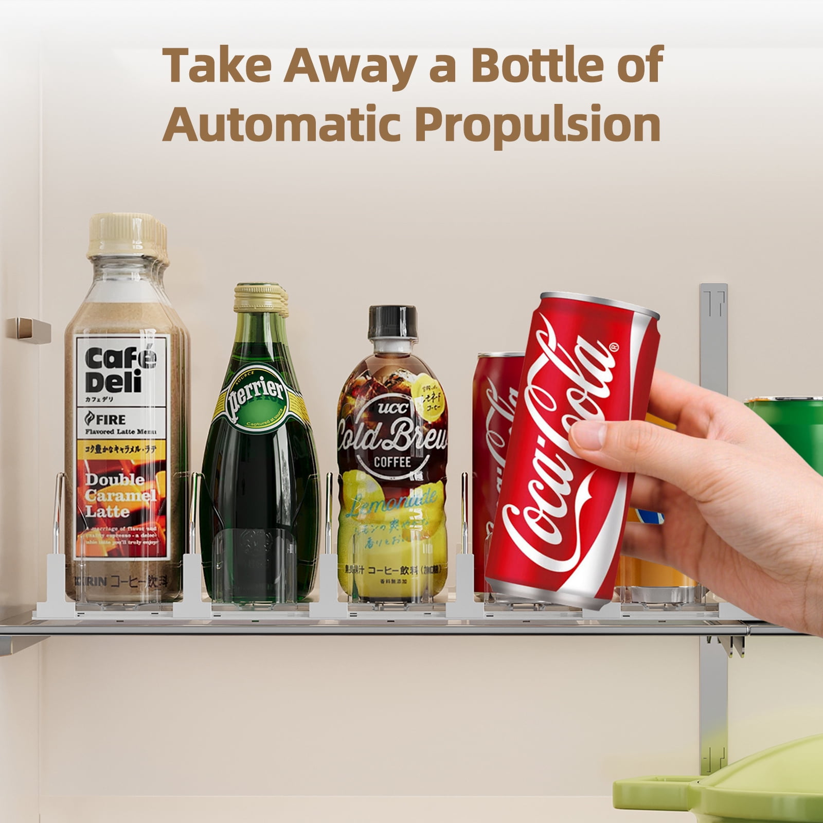 HIYOHIYO 3-Row White Refrigerator Drink Organizer