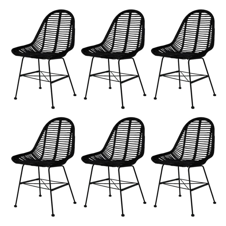 Vidaxl dining chairs natural rattan hot sale