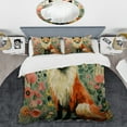 thumbnail image 2 of Designart "Minimalist Fox with Blooming Portrait III" Fox Bedding Covert Set - Animals Orange Modern Bed Set With 2 Shams, 2 of 5