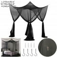 thumbnail image 2 of Mosquito Netting, Bed Canopy Mosquito Net for Bed, Canopy Bed Curtains for Twin Full Size, 4 Corner Post Bedroom Canopy for Kids Adults, Square Bed Drapes Home Decor,  Black, 2 of 8