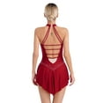 thumbnail image 2 of HULIJA Women Sleeveless Ballet Leotard Rhinestone Figure Skating Dress Performance Dance Costume Burgundy L, 2 of 6
