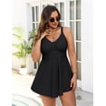 thumbnail image 2 of a.Jesdani Women Plus Size Swimsuit Two Piece Tummy Control Bathing Suits Flowy Tankini Swimwear with Drawstring Boys Shorts Swim Dress Black 3X, 2 of 12