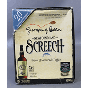 Jumping Bean Newfoundland Screech, Rum Flavoured 100% Compostable Coffee Pods 20ct Individually Wrapped, Imported from Canada