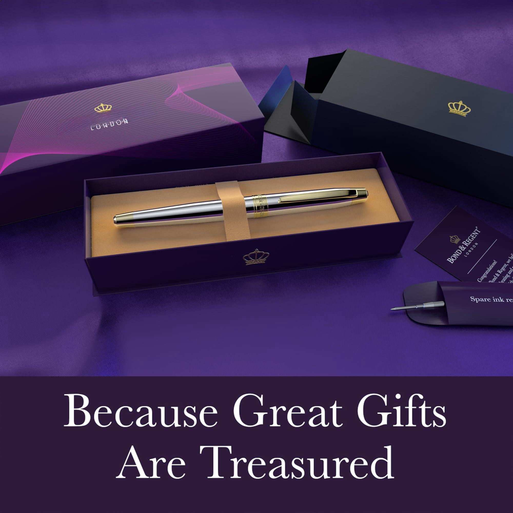 24 Karat Luxury Rollerball Pen - Fancy Executive Professional Writing Gift Set For Men Women  Nice Pens Chrome