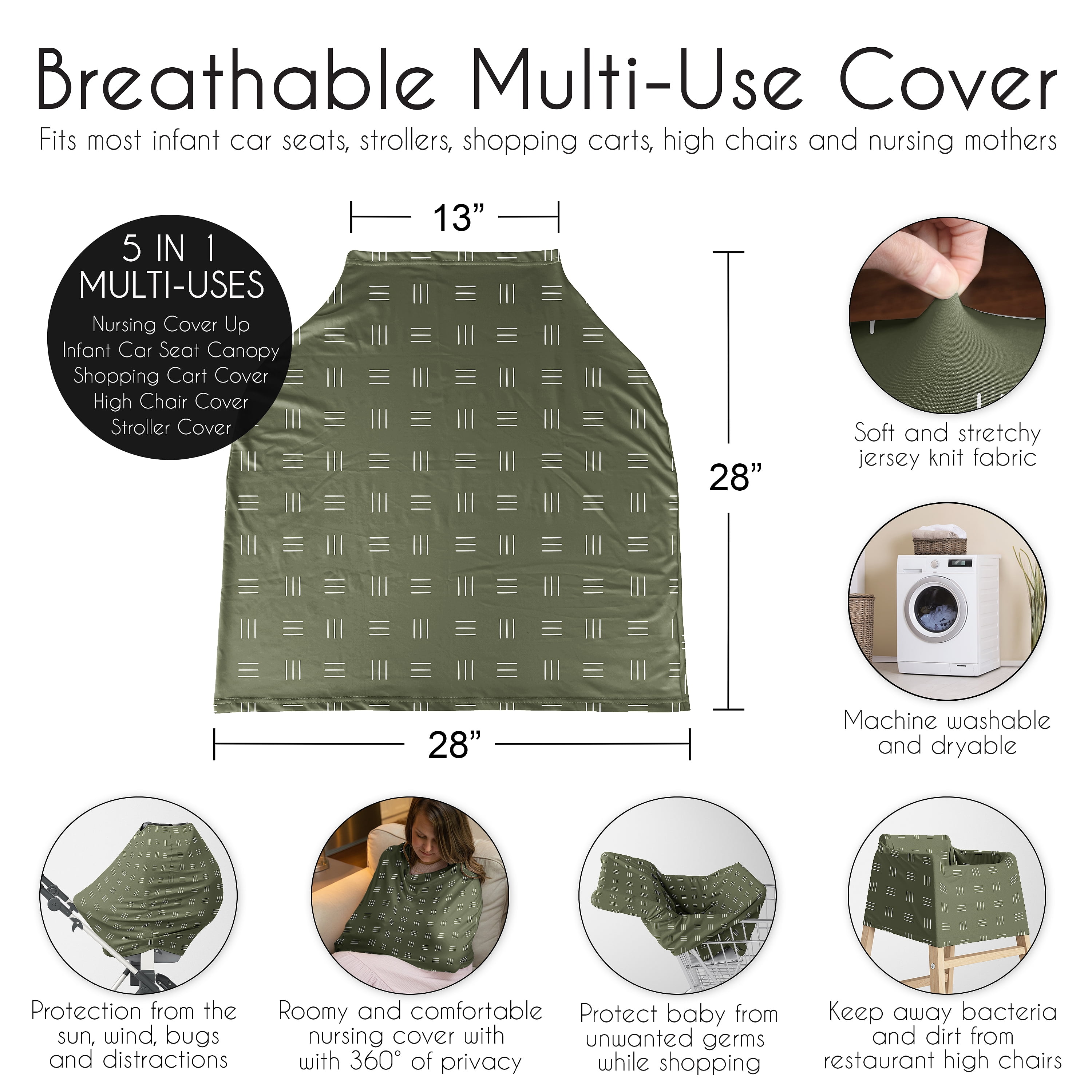 Sweet Jojo Designs Jungle Hatch Print Boy, Girl, Unisex/Gender Neutral Multi Use Baby Car Seat and Nursing Cover