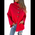 thumbnail image 2 of Abrigo de Punto de Longitud Media para Mujer, Corte A, con Botonadura Sencilla, para Otoño e Invierno. Rojo 4XL, 2 of 7