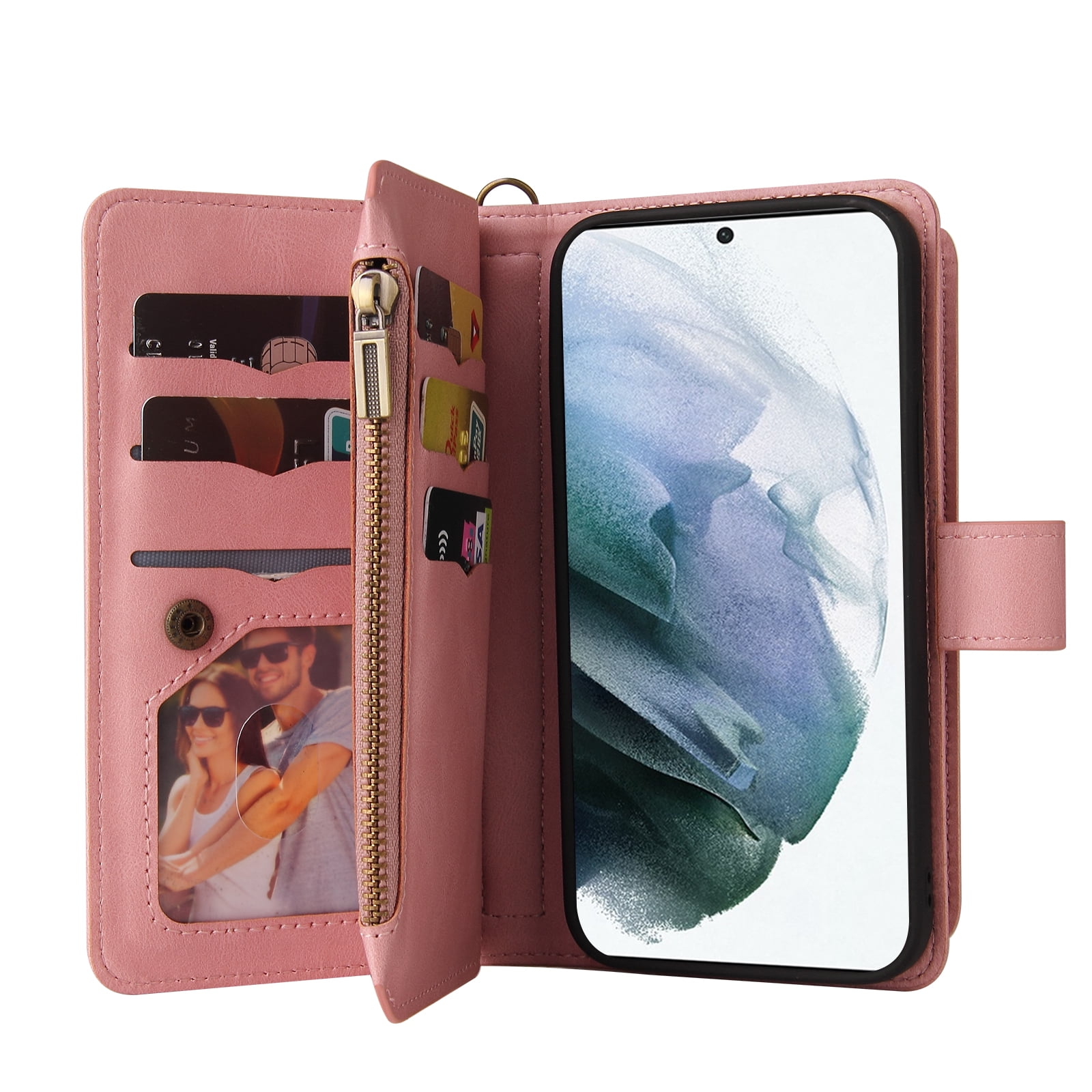 Wallet Case for Galaxy A03s, Magnetic Zipper Pouch Premium PU Leather with Kickstand Wallet Flip Shockproof Phone Case Wrist Strap Card Slots Holder Pocket Samsung Galaxy A03s,
Pink