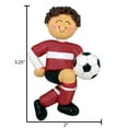 thumbnail image 5 of Ornaments by Elves Personalized Brunette Boy Soccer Player in Red Uniform Ornament 2024 .25lbs, 5 of 10