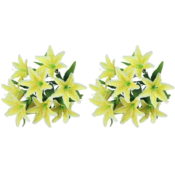 1-6Pcs Heads Lily Artificial Flower, 10 Bundles Silk Tiger Lily for Wedding Bouquet, Lilies for Home Party Hotel Office Vase Floral Arrangements