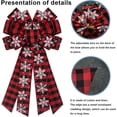 thumbnail image 3 of Large Christmas Bow for Wreath, Red Black Buffalo Plaid Bows for Front Door Wall Fence Decor, Snow Wreath Bow Tree Topper for Winter Party Decoration Supplies, 3 of 14