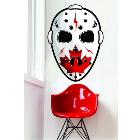 - Custom Wall Decal Sticker : Canadian Hockey Mask Canada Maple Leaf 12x18