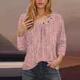 thumbnail image 2 of Blusas para las Mujeres Casual, 3/4 Manga Floral Estampado Camiseta de Moda Top Hecho de Poliéster Transpirable Suave para el Uso Diario de Primavera Otoño, Tops de Blusa para las Mujeres, 2 of 8